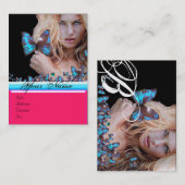 Carte De Visite CHEVEUX BLEU BEAUTY MAKEUP ARTIST monogramme (Devant / Derrière)