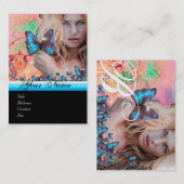 Carte De Visite CHEVEUX BLEU BEAUTY MAKEUP ARTIST monogramme (Devant / Derrière)