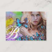 Carte De Visite CHEVEUX BLEU BEAUTY MAKEUP ARTIST monogramme (Dos)