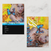 Carte De Visite CHEVEUX BLEU BEAUTY MAKEUP ARTIST monogramme (Devant / Derrière)