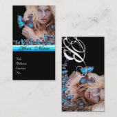 Carte De Visite CHEVEUX BLEU BEAUTY MAKEUP ARTIST monogramme (Devant / Derrière)