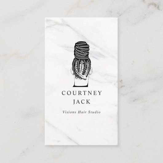 Carte De Visite Cheveux Braider Braids Coiffeuse Marbre de luxe  (Devant)
