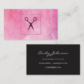 Carte De Visite Cheveux Cheveux Aquarelle rose (Devant / Derrière)