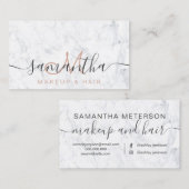 Carte De Visite Cheveux de marbre blancs à la mode modernes de (Devant / Derrière)