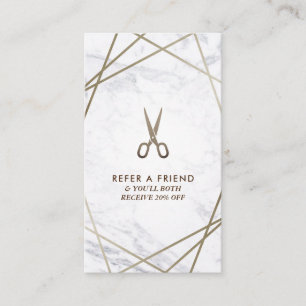 Carte De Visite Cheveux de marbre de ciseaux géométriques BrownS