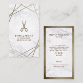 Carte De Visite Cheveux de marbre de ciseaux géométriques BrownSci (Devant / Derrière)