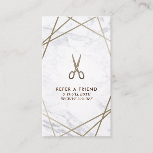 Carte De Visite Cheveux de marbre de ciseaux géométriques BrownSci (Devant)