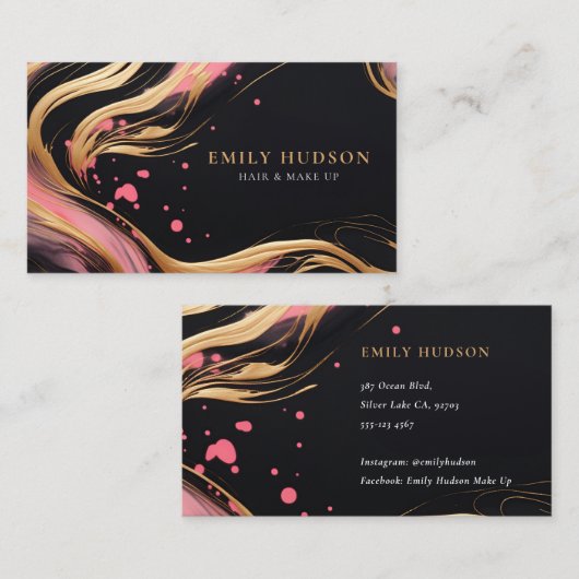 Carte De Visite Cheveux en or rose et maquiller l'artiste (Devant / Derrière)