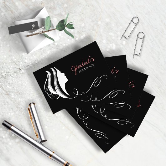 Carte De Visite Cheveux et beauté Silhouette Blanc ID873