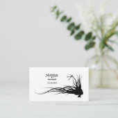 Carte De Visite Cheveux et Ciseaux Silhouette Coiffeuse Business C (Debout devant)