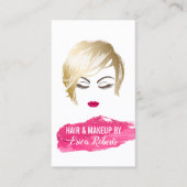 Carte De Visite Cheveux et maquillage Artiste Fille et manche à lè (Devant)