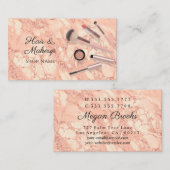 Carte De Visite Cheveux Et Maquillage, Marbre D'Or Rose, Vs 2 (Devant / Derrière)