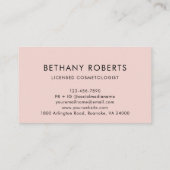 Carte De Visite Cheveux et maquillage modernes de couleur rose pâl (Dos)