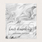 Carte De Visite Cheveux et maquillage noirs et Marbres blancs (Extérieur déplié)
