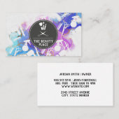 Carte De Visite Cheveux et outils de maquillage | Aquarelle (Devant / Derrière)