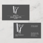 Carte De Visite Cheveux et peigne avec dividers (gris ardoise) (Devant / Derrière)