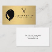 Carte De Visite Cheveux femmes | Or métallique | Salon de Shears (Devant / Derrière)