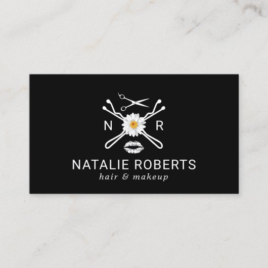 Carte De Visite Cheveux floraux Bobby Pins Logo Salon de beauté No (Devant)