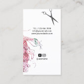 Carte De Visite Cheveux floraux d'aquarelle de fille de beauté de (Dos)