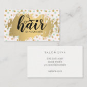 Carte De Visite CHEVEUX / Gold Brossé / Gold Polka Motif (Devant / Derrière)