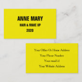 Carte De Visite Cheveux Jaune Lumineux et Noir & Make Up Design Mo (Devant / Derrière)