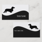 Carte De Visite Cheveux longs Dachshund - Silhouette 1 (Devant / Derrière)