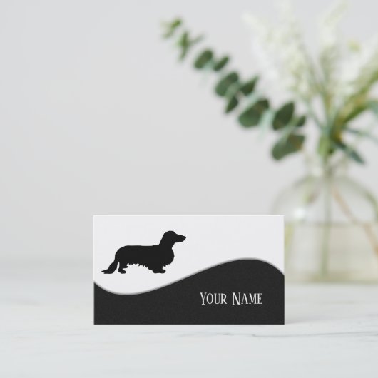 Carte De Visite Cheveux longs Dachshund - Silhouette 1 (Debout devant)