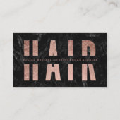 Carte De Visite Cheveux modernes découpés rose or marbre noir (Dos)