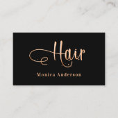 Carte De Visite Cheveux noir rose or élégant code QR (Devant)