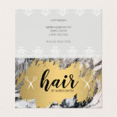 Carte De Visite CHEVEUX | Or brossé et flèches | Marbre (Extérieur déplié)
