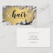 Carte De Visite CHEVEUX | Or brossé et flèches | Marbre (Devant / Derrière)