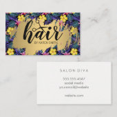 Carte De Visite CHEVEUX / Or brossé / Monstera Feuille Motif (Devant / Derrière)