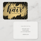 Carte De Visite CHEVEUX / Or brossé / Pois (Devant / Derrière)