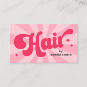 Carte De Visite Cheveux par nom rétro rose ou toute couleur sunbur (Devant)