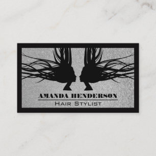 Carte De Visite Cheveux PARTIES SCINTILLANT Bordure noire