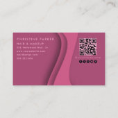 Carte De Visite Cheveux rose moderne et beauté Code Qr (Dos)