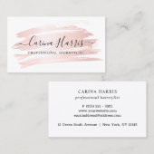 Carte De Visite Cheveux roses élégants simples de feuille d'or (Devant / Derrière)