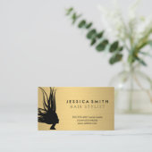 Carte De Visite Cheveux sauvages | Or métallique brossé (Debout devant)