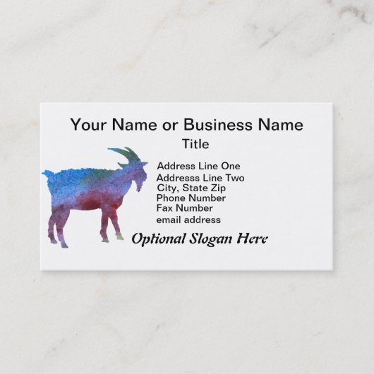 Carte De Visite Chèvre d'arc-en-ciel avec le texte personnalisable (Devant)