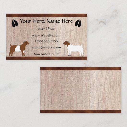 Carte De Visite Chèvre des Boers (Devant / Derrière)