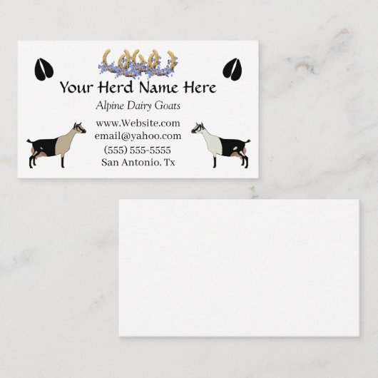 Carte De Visite Chèvre laitière alpine (Devant / Derrière)