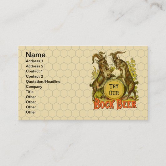 Carte De Visite Chèvres Bock Bière Publicité (Devant)