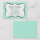 Carte De Visite Chevron Aquamarine ; zig zag (Devant / Derrière)