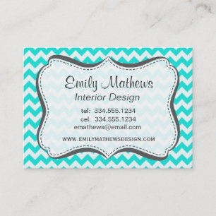 Carte De Visite Chevron couleur aqua ; zig zag