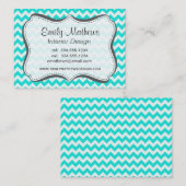 Carte De Visite Chevron couleur Aqua ; zig zag (Devant / Derrière)
