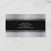 Carte De Visite Chevron et Parties scintillant d'argent métallique (Dos)