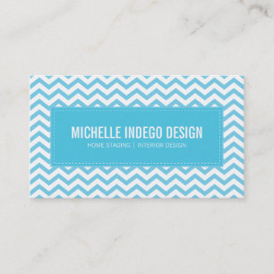CARTE DE VISITE chevron frais motif aqua bleu