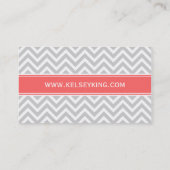 Carte De Visite Chevron gris et corail sur mesure Monogramme perso (Dos)