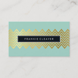 Carte De Visite CHEVRON MODERNE MOTIF à la menthe or simple et ten