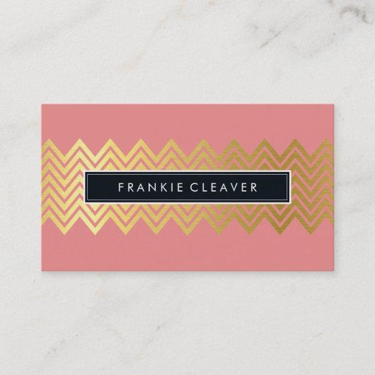 Carte De Visite CHEVRON MODERNE MOTIF corail or simple tendance (Devant)